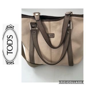 Tod’s | Cream & Gray Coated Canvas G-Line Tote